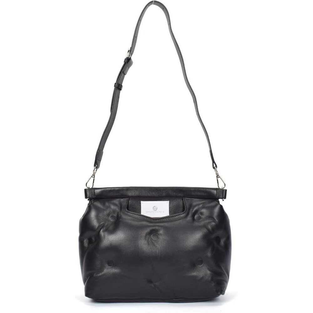 Italian Leather Tote Bag Women's Crossbody Detachable Strap Zipper Compact - Picture 3 of 7